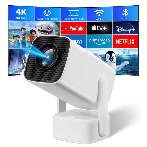 Mini Vidéoprojecteur Portable, Projecteur 4K, Enceinte Indépendante 5 Watts, 1080P Hd, 350 Ansi, Android 11, Pré-Installé Netflix, Youtube