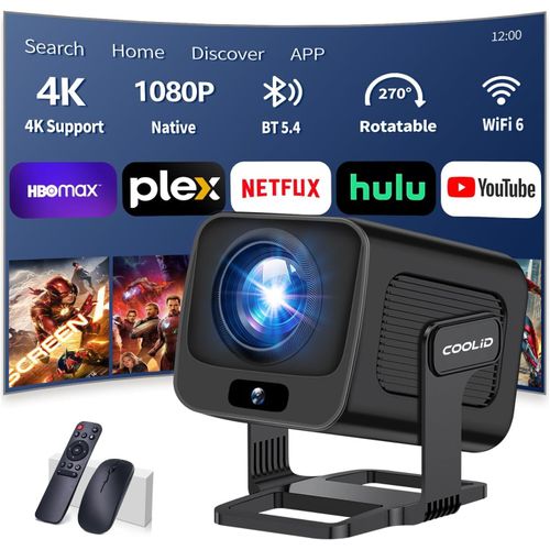 [App Intégrée] Vidéoprojecteur Avec Wifi 6 Y Bt 5.4,1080P Full Hd Mini Projecteur Video, Projecteur Portable Avec Autofocus Et Correction Trapézoïdale Automatique,180° Rotation Hdmi/Tv Stick/Usb Noir