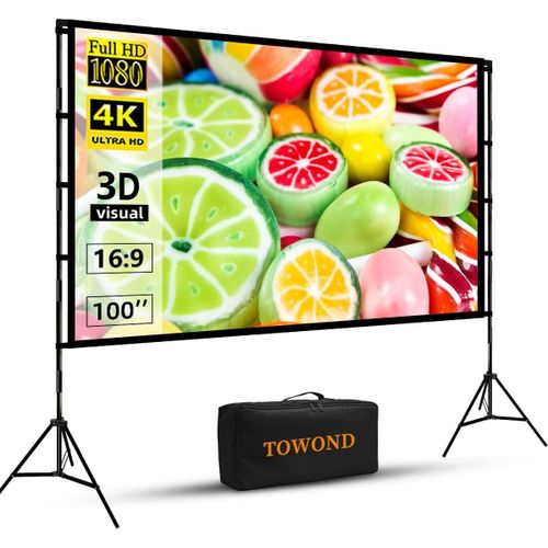 Écran De Projection Avec Support, Ecran Videoprojecteur Intérieur 100 Pouces Écran De Cinéma Extérieur Portatif Écran De Rétroprojection Hd 16:9 Pour Les Soirées Cinéma À Domicile
