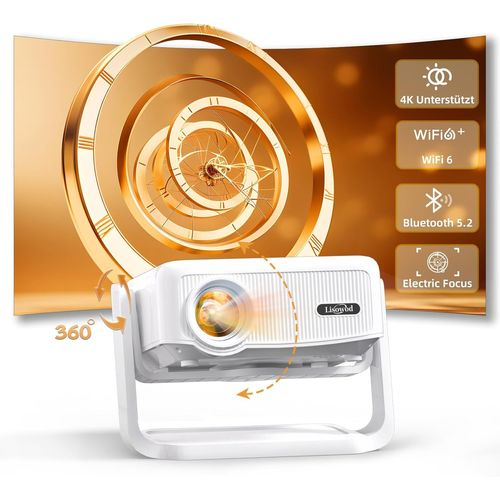 Videoprojecteur, Auto Verticale Keystone/Focus Électrique /360°Rotating, 1080P Hd 19000Lux Projecteur Video, Avec Wifi6, Bluetooth Retroprojecteur Portable Pour Home Cinéma/Firestick/Hdmi/Usb
