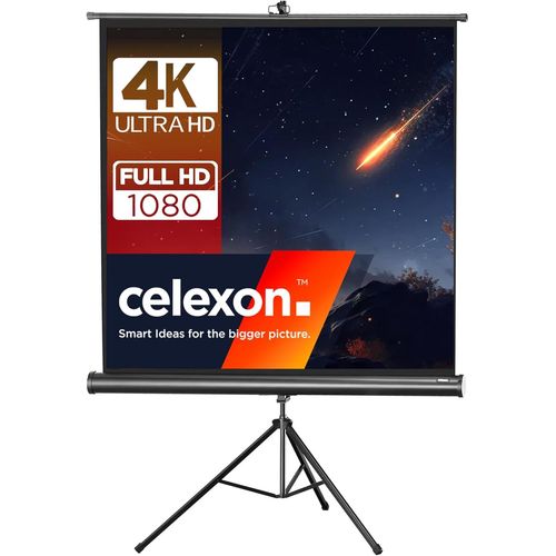 Economy Écran De Projection Trépied Noir 90"" | 158X158 Cm 1:1 | Écran Mobile & Transportable 4K, Full-Hd Avec Enrouleur Manuel Pour Home Cinéma, Bureau Et L'Extérieur | Pied + Poignée Inclus