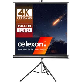 Economy Écran De Projection Trépied Noir 90"" | 158X158 Cm 1:1 | Écran Mobile & Transportable 4K, Full-Hd Avec Enrouleur Manuel Pour Home Cinéma, Bureau Et L'Extérieur | Pied + Poignée Inclus