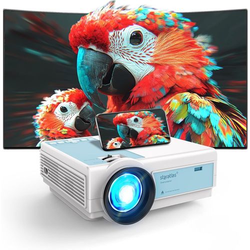 Projecteur 1920X1080P Full Hd Supportée,Bluetooth Vidéoprojecteur,Mini Rétroprojecteur 12000L,Compatible Avec Tv Stick Smartphone Hdmi Usb Av,Projecteur Home Cinéma (Milky White)