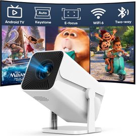 WCHI-[App Intégrée] Vidéoprojecteur 2025 Rétroprojecteur Portable Mini Projecteur Dual Contrôle Avec Souris Android Tv Wifi 6 Bt5.2 180° Rotation Hdmi/Tv Stick/Usb/Ps151,Avec Hdmi Et Souris