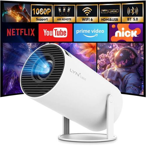 Mini Projecteur 4K Videoprojecteur, Android 11 Projecteur Video Avec Bluetooth 5 & Wifi 6, 1080P Retroprojecteur Portable Projector Pour Téléphone/Tv Stick/Hdmi/Ps5/Ios
