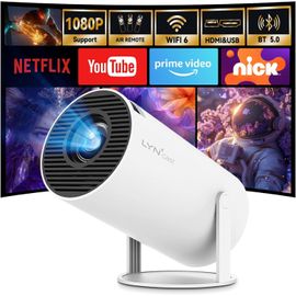 WCHI-[App Intégrée] Vidéoprojecteur 2025 Rétroprojecteur Portable Mini Projecteur Dual Contrôle Avec Souris Android Tv Wifi 6 Bt5.2 180° Rotation Hdmi/Tv Stick/Usb/Ps136,Avec Hdmi Et Souris