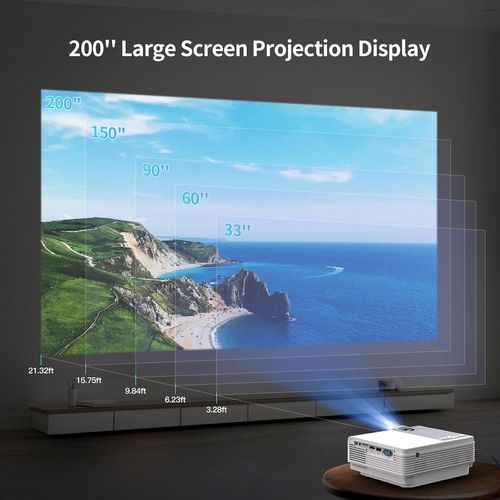 Projecteur 4K Supporté Portable Mini Projecteur Vidéoprojecteur Fhd 1080P Prise En Charge De 12000 L Avec Wifi Et Bluetooth Android 9.0 Intégré Système Avec Trépied Et Sac De Transport