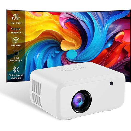 WCHI-[App Intégrée] Vidéoprojecteur 2025 Rétroprojecteur Portable Mini Projecteur Dual Contrôle Avec Souris Android Tv Wifi 6 Bt5.2 180° Rotation Hdmi/Tv Stick/Usb/Ps234,Avec Hdmi Et Souris