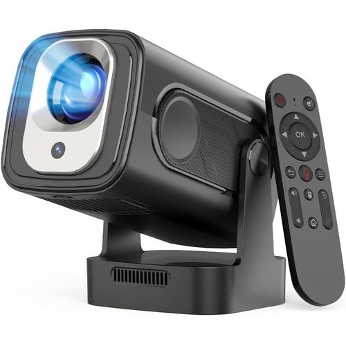 Vidéoprojecteur 4K,Mini Projecteur Portable Android Rétroprojecteur Avec Wifi6 Bt5.4,Rotation 180° Projecteur Video Cinéma Maison Mise Au Point Automatique,Remote Air Mouse,Vocale