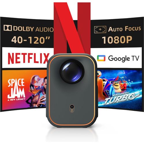 SUBZONAL-Certifié Netflix Xming Episode One, Projecteur avec Wifi et Bluetooth, Licence Netflix Google TV, Projecteur Intelligent 1080P, Dolby Audio, Portable Extérieur, Cinéma à Domicile et Chambre