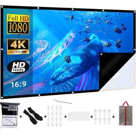 Écran De Projection Portable Pliable Pour Intérieur Et Extérieur 305,5 Cm Noir 304,8 Cm, 120 Inch