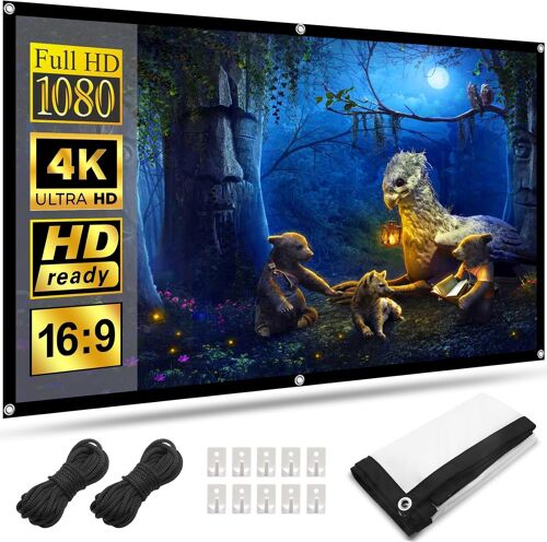 VornixorSarlshop-Ecran Videoprojecteur 84 Pouces, Double Face Portable Murale Ecran de Projection Anti-Plis 4K Full HD 16: 9 Pliable pour Cinéma Maison Entreprise Commercial,186 x 105 cm