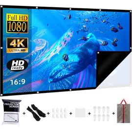 Écran De Projection Portable Pliable Pour Intérieur Et Extérieur 16:9 - Noir - 152,4 Cm