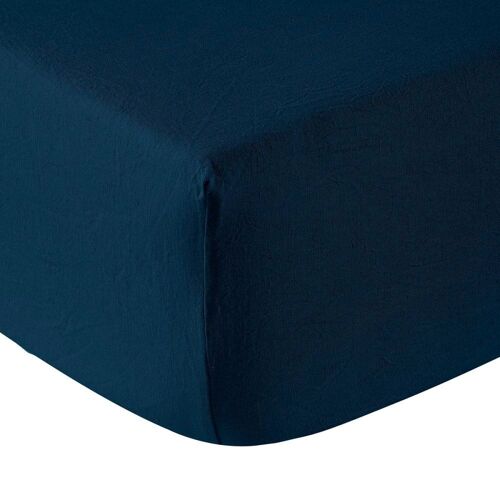 Drap Housse Lin Bleu De Chine 140x190 Cm