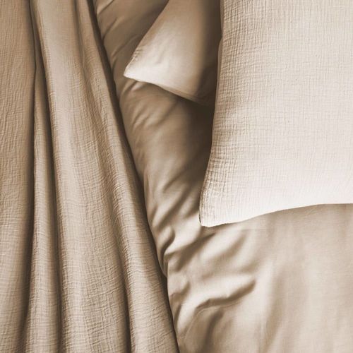 Parure De Lit Gaze De Coton Beige 240 X 220cm