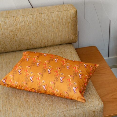 Housse De Coussin Extérieur Motif Oiseaux Tabac 40x60 Cm