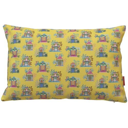 Housse De Coussin Extérieur Motif Temples Jaune 40x60 Cm