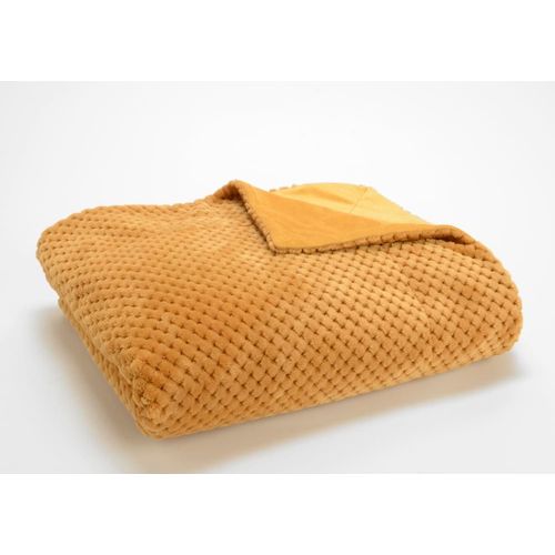Plaid Damier 130x170 Camel Jaune En Polyester