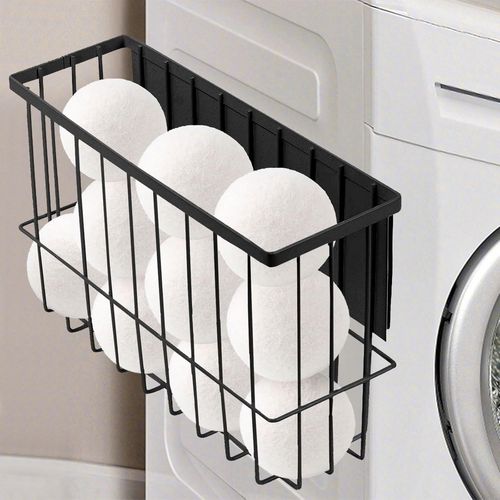 Support De Boule MagnéTique Pour Buanderie, MagnéTique Panier Rangement, Support MagnéTique Pour Boule De Lavage Pour L'Organisation Et Le Rangement De La Buanderie (Noir, L)