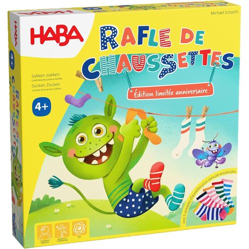 Chenquansarl-Rafle De Chaussettes Édition Anniversaire ¿ Jeu Familial À Partir De 4 Ans ¿ Comprend De Véritables Chaussettes Et Des Figurines En Bois ¿ Édition Spéciale 20 Ans ¿ 2011722002
