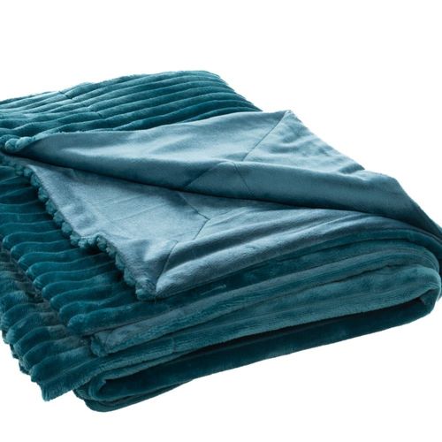 Plaid Émeraude 130x170 Cm Bleu En Polyester