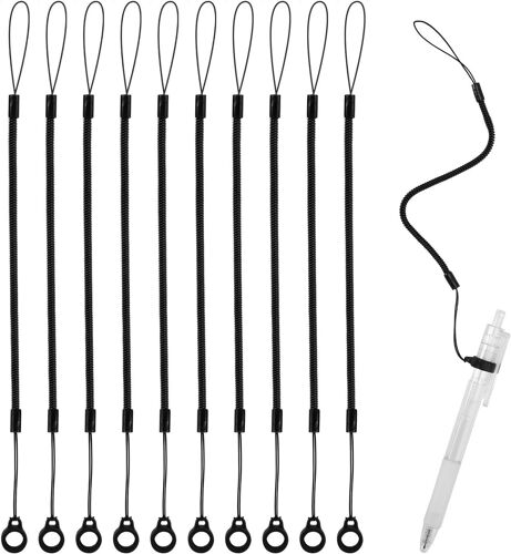Lot de 10 Cordons Élastiques pour Stylo, Cordon avec Anneaux en Silicone Cordon Rétractable pour Stylet Sangle pour Stylo Support pour Stylet pour Attacher Le Stylet à l'Écran Tactile
