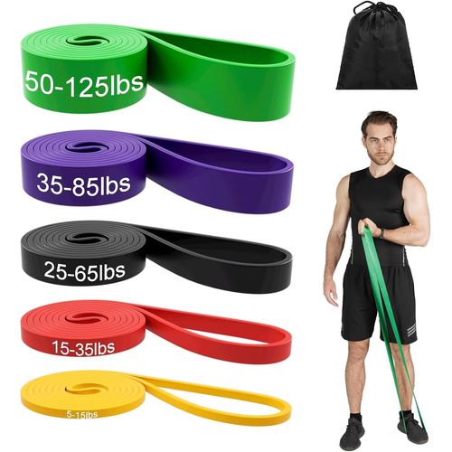 Sept-Bandes De Résistance 208 Cm ¿ Lot De 5 Niveaux De Force, Bandes Élastiques Pour Entraînement, Crossfit, Yoga, Gymnastique Et Exercice À La Maison, Tpe Durable
