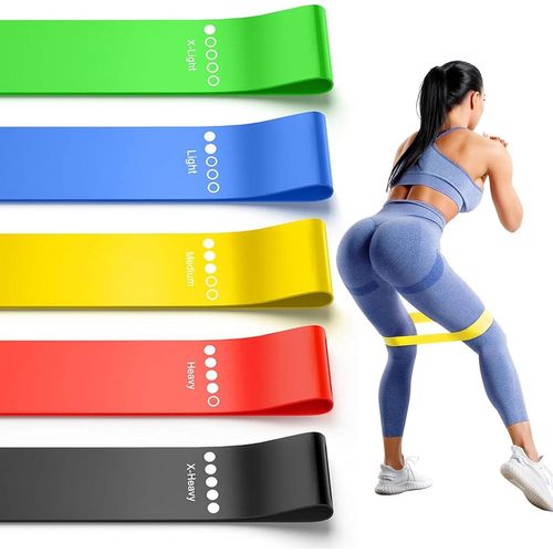 Asfasfq-Bandes Élastiques De Musculation, 5 Pièces Bande Élastique Fitness, Bande De Résistance Élastique En Latex Équipement D'exercices, 5 Niveaux De Résistance Pour Musculation Pilates Yoga