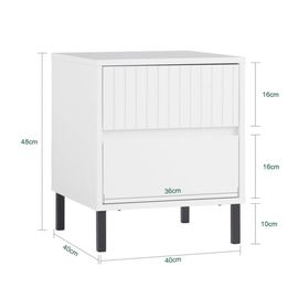 Bout De Canapé Effet Bois Blanc Avec 2 Tiroirs Pieds En Métal