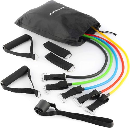Set 5 Bandes De Résistance Multifonction Avec Accessoires,Guide D'entraînement,Sac De Transport,Multicolore,Standard,Nylon Latex Tpe
