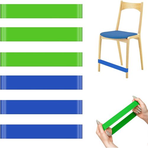 6 Pièces Élastique Chaise TDAH,Bandes de Chaise Colorées Fidget Sangles de Siège Flexibles pour Enfants,pour Musculation,Yoga,Pilates(Bleu + Vert)