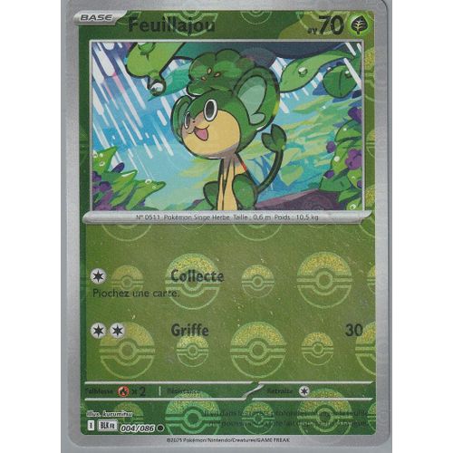 Carte Pokémon - Feuillajou - 004/086 - Reverse - Poke Ball - Ev10,5 Foudre Noire