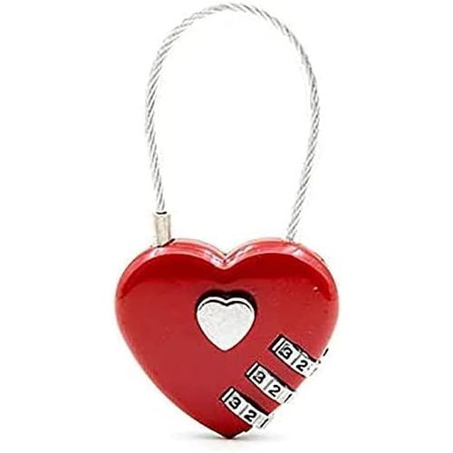 meimie-Cadenas De Vélo,1 Cadenas En Forme De C?ur,Haute Sécurité,AvecMot De Passe À 3 Chiffres,Pour Bagages (Rouge 74 X 40Mm)