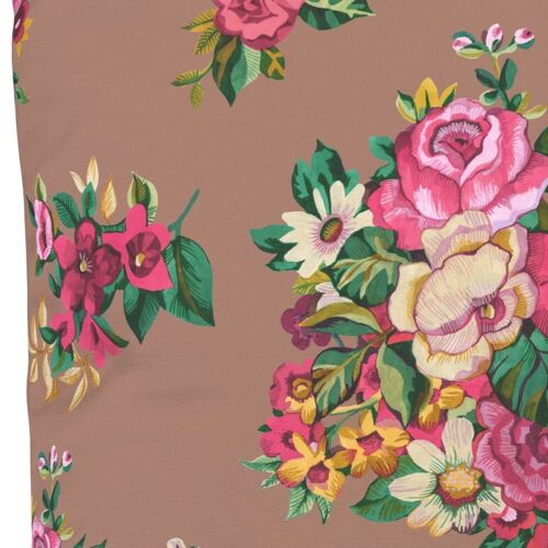 Housse De Coussin Extérieur 60x60 Cm Motif Fleuri Moka