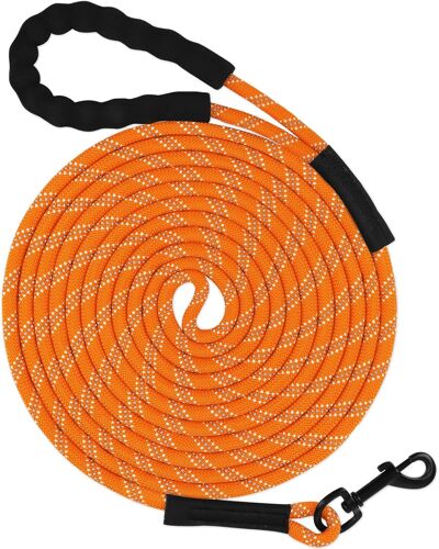Taglory Longe Pour Chien 15m, Long Laisse Corde Avec 2 Mousquetons Pour Chiens De Petites À Grandes Taille, Noir