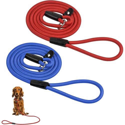 Teppc-2 Pièces Laisse De Dressage Pour Chiens Laisse Chien Laisse Dressage Chien Laisse De Chien Réglable Retriever Laisse 1,3m Longe Pour Chiots Moyens Et Grands Chiens (Rouge + Bleu)