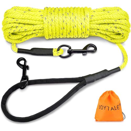 Longe Pour Chien 5m, Réfléchissant Long Laisse Chien Avec 2 Mousquetons, Longue Corde Chien Pour Petits Chiens Et Chiots, Jaune Fluo