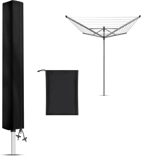 KALANKA-Sechoir Parapluie, Etendoir a Linge Exterieur 18 x 18 x 180 cm, Etendoir Linge Interieur Tissu Oxford Imperméable avec Fermeture Éclair ¿ Noir