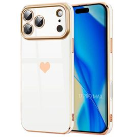 Coque pour iPhone 17 Pro Max, Silicone Motif Coeur Antichoc Souple Anti-Rayures Ultra Slim - Blanc - EFConnection