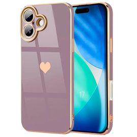 Coque pour iPhone 17, Protection Silicone Motif Coeur Anti-Rayure Ultra Slim Souple Violet - EFConnection