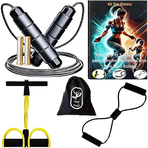 Asfasfq-Corde À Sauter Sport + Kit Fitness Maison ¿ Corde Lestée, Rameur Élastique, Corde En 8, Sac De Rangement & Ebook 160 Pages ¿ Cardio, Perte De Poids Et Renforcement Musculaire