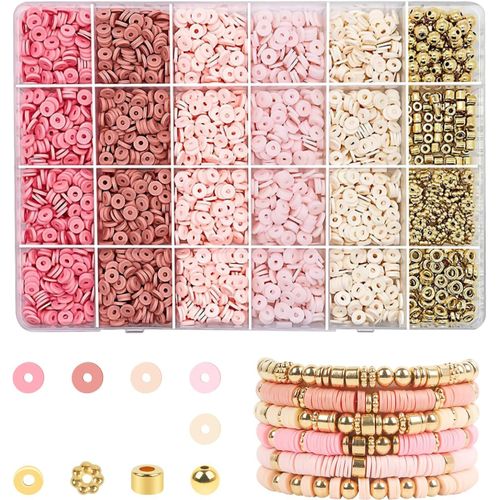 Perles Pour Bijoux Kit,2780 Pièce Multicolore Perle Plate Pour Bracelet,Perles D'argile Pour Bracelets,Set De Perles En Argile Plate Pour Fabrication De Bijoux