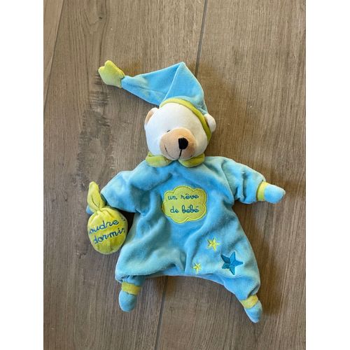 Doudou marionnette peluche un rêve de bébé bleu baby do baby nat poudre à dormir 