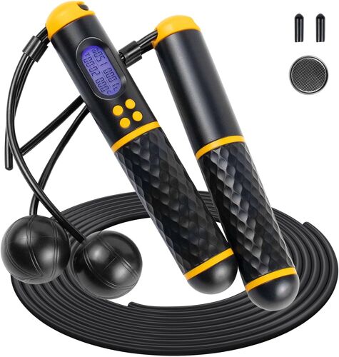 Corde À Sauter Sport Fitness Pour Adultes-Corde A Sauter Sans Fil Avec Compteur Calories Et Minuterie Lcd Écran Montrant,Poignées Antidérapantes Jump Rope Réglable Pour Fitness Adulte,Enfant.[K80]