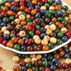 Meimie-Lot De 1000 Perles En Bois Colorées Vintage 8mm Perle Rondes En Bois Naturel Pour La Fabrication De Bijoux Bricolage Artisanat