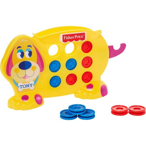 Fisher-Price Tic Tac Tony,Jeu De Société Et De Morpion En Forme De Chien Avec Queue Catapulte,2 À 4 Joueurs,Pour Enfants À Partir De 3 Ans,Gwn53