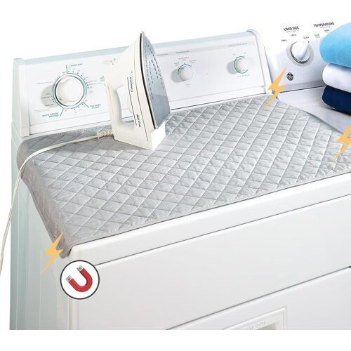 MEVRONISSHOP-Couverture magnétique pour Tapis de Repassage, Housse Alternative matelassée pour Machine à Repasser, résistante à la Chaleur, Tapis Portable, Gris, 83 x 45,7 cm