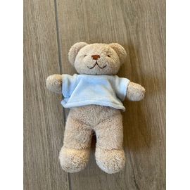 Doudou ours peluche tex t shirt bleu hochet petit 16cm bar Bear oso 