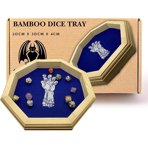 Chenquansarl-Plateau À Dés En Bois De Luxe De 30 Cm Pour Jeux De Rôle Et De Table - Plateau À Dés Octogonal En Bambou Dnd Accessoire De Jeu - Ensemble De Plateaux À Dés D Et D