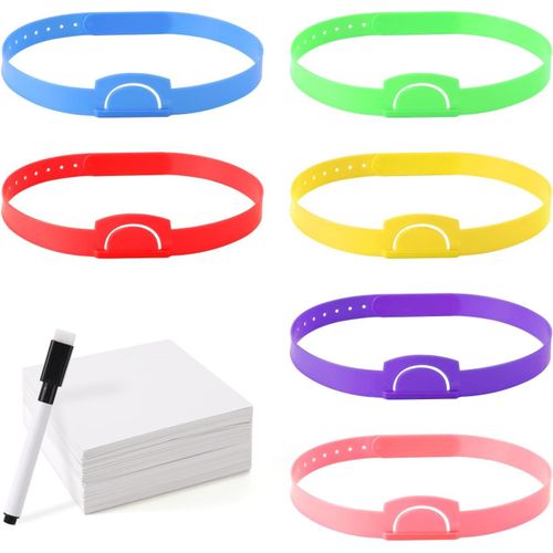 Chenquansarl-Jeu De Devinettes Enfants, Bandeaux Réglables Amusants Jeu Devine Qui Est-Ce Avec 100 Cartes Effaçables À Sec Idéal Pour Enfants Adultes Fêtes Activités Devinettes Classe